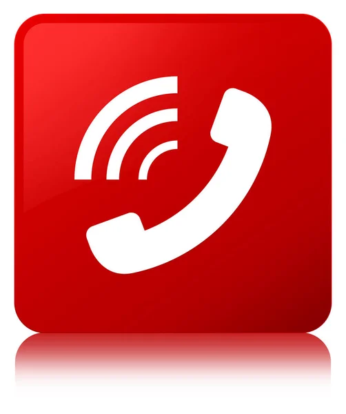 Przycisk czerwony kwadrat ikona dzwonka telefonu — Zdjęcie stockowe