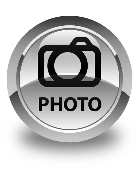 Foto (camerapictogram) glanzend witte ronde knop — Stockfoto