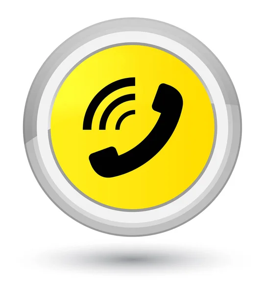 Телефон звонит значок премьер-желтый круглый кнопка — стоковое фото