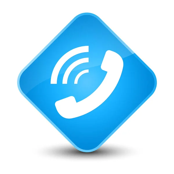 Teléfono timbre icono elegante cyan botón de diamante azul — Foto de Stock