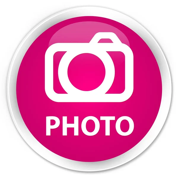 Foto (icona della fotocamera) premio rosa pulsante rotondo — Foto Stock
