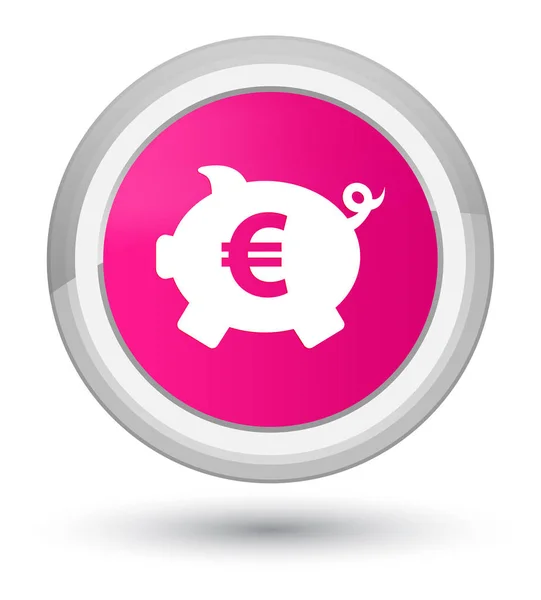 Piggy Bank euro sign icon prime pink round button — стоковое фото