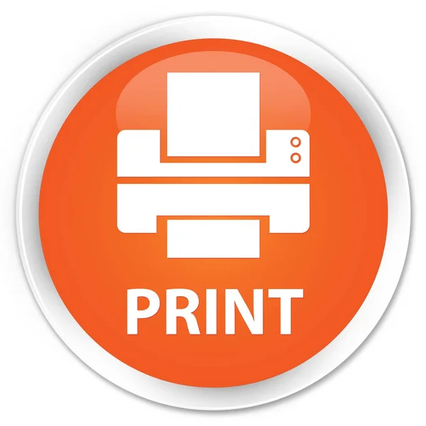 Imprimir (icono de la impresora) botón redondo naranja premium — Foto de Stock