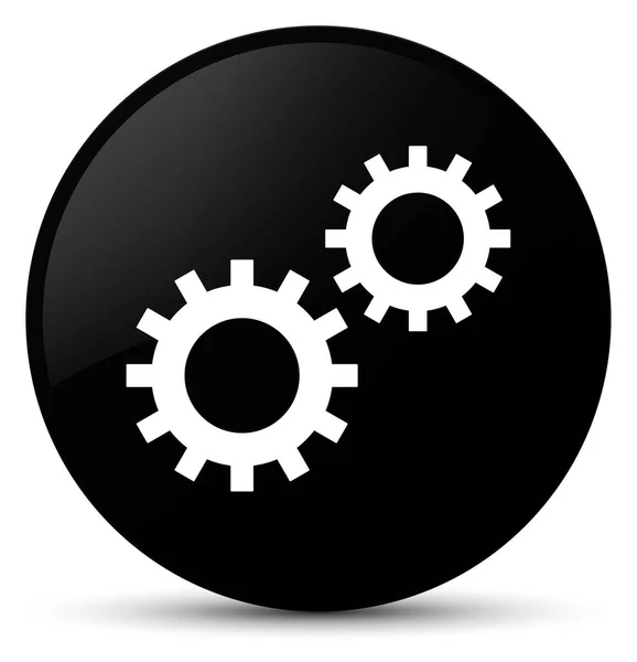 Process-ikonen svart rund knapp — Stockfoto