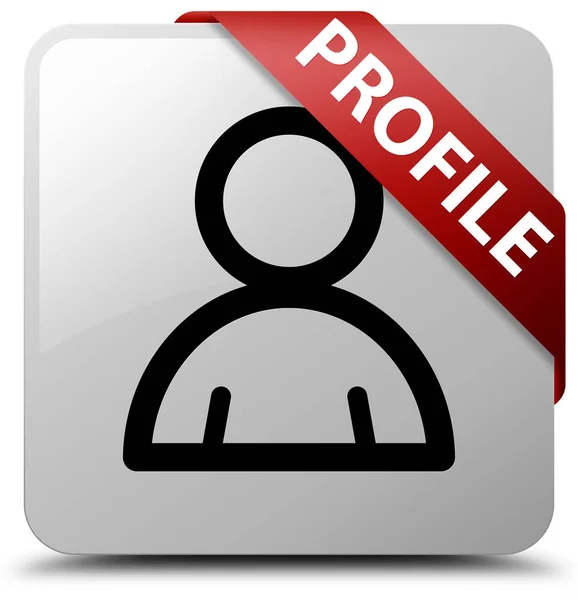 Profile (member icon) white square button red ribbon in corner — Stock Photo, Image