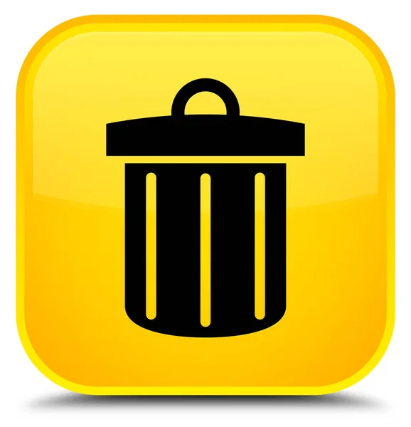 Recycle bin icon special yellow square button — Stock Photo, Image
