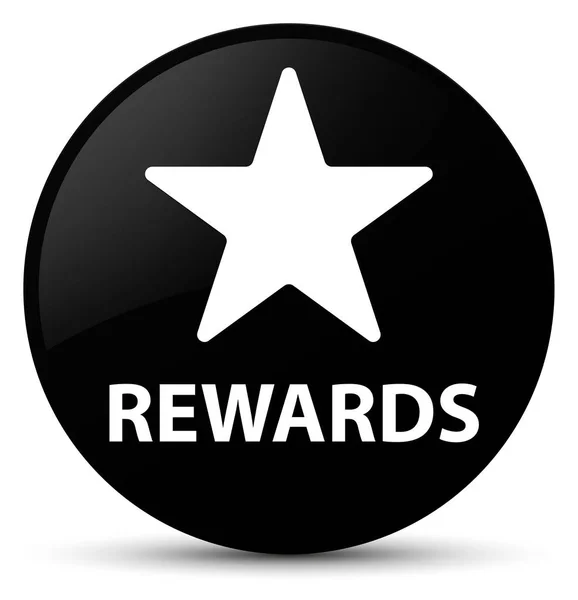 Rewards (star icon) black round button — Stock Photo, Image