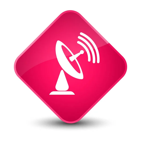 衛星皿アイコン エレガントなピンク ダイヤモンド ボタン — ストック写真
