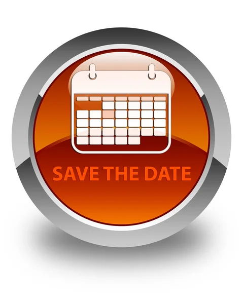 Save the date glossy brown round button — Stock Photo, Image