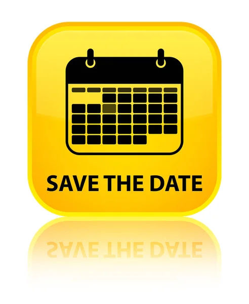 Save the date special yellow square button — Stock Photo, Image