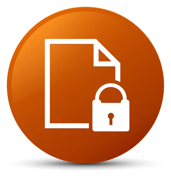 Secure document icon brown round button — Stock Photo, Image