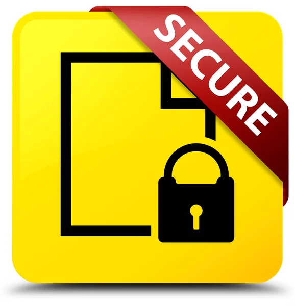 Veilig (document pagina hangslotpictogram) gele vierkante knop Rode rib — Stockfoto