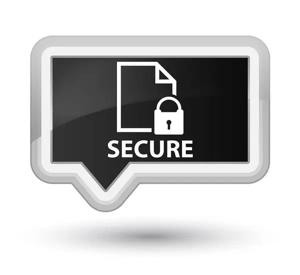 Secure (document page padlock icon) prime black banner button — Stock Photo, Image