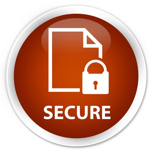 Secure (document page padlock icon) premium brown round button — Stock Photo, Image