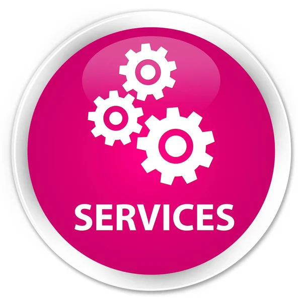 Services (gears icon) premium pink round button — Stock Photo, Image