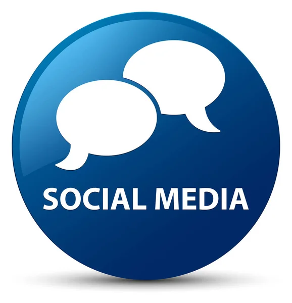 Mídia social (ícone de bolha de chat) botão redondo azul — Fotografia de Stock