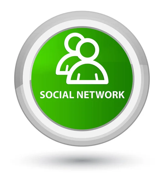 Rede social (ícone de grupo) botão redondo verde principal — Fotografia de Stock