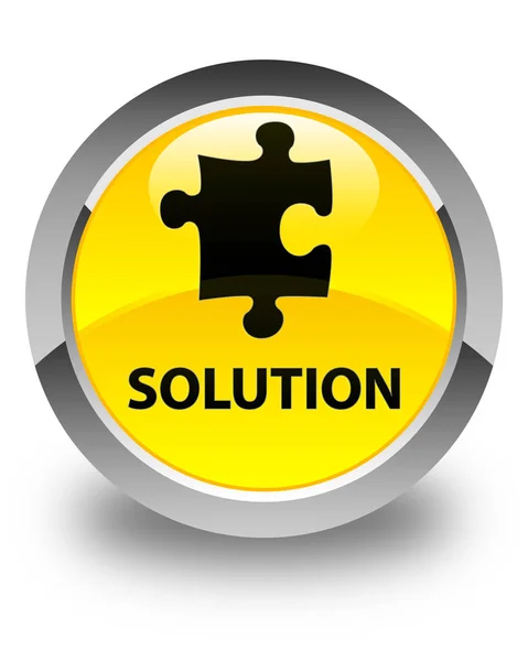 Solution (puzzle icon) glossy yellow round button