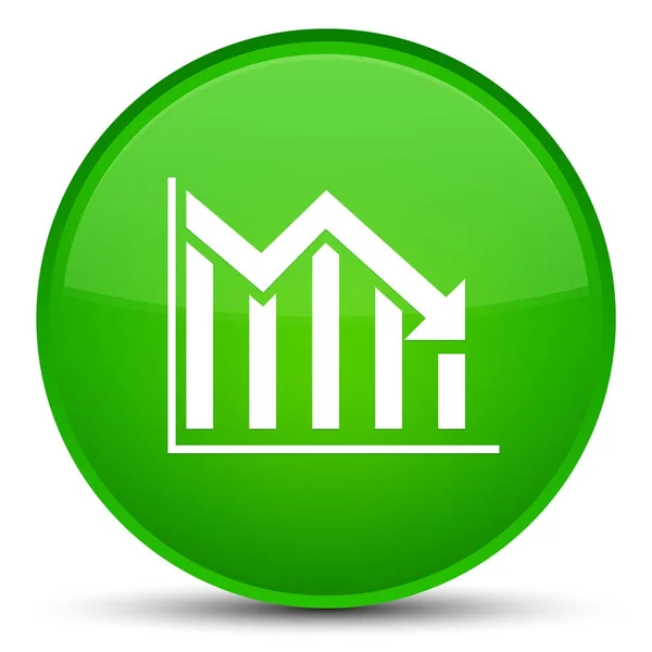 Statistics down icon special green round button — Stock Photo, Image