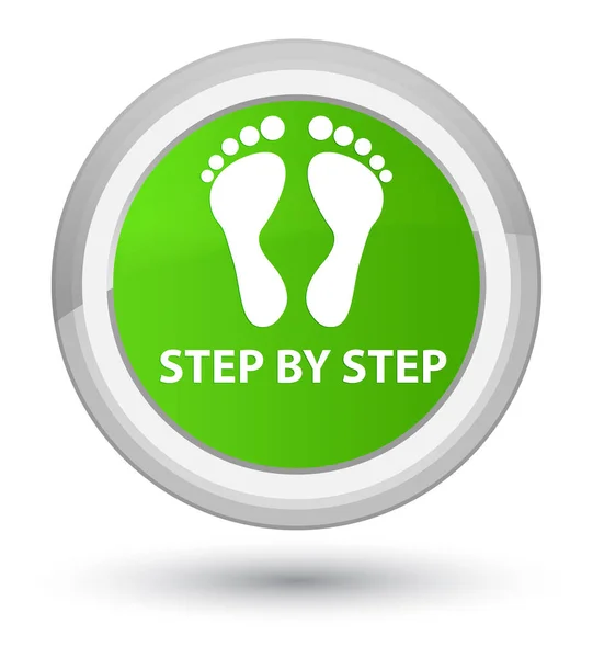 Schritt für Schritt (Fußabdruck-Symbol) prime soft green round button — Stockfoto