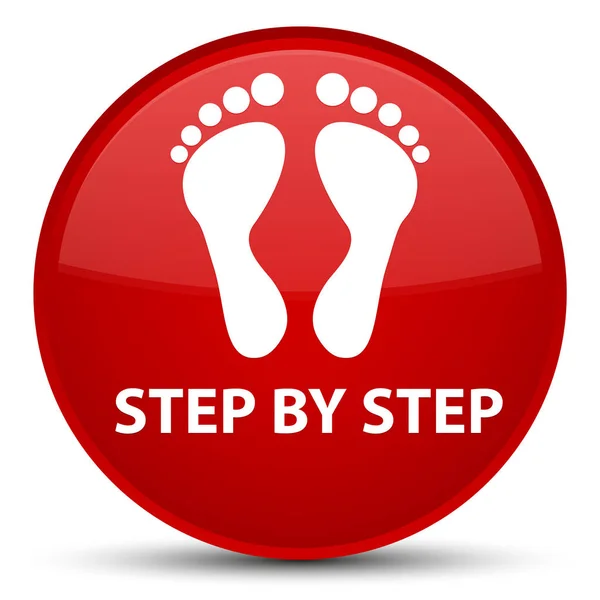 Schritt für Schritt (Fußabdruck-Symbol) spezielle rote runde Taste — Stockfoto