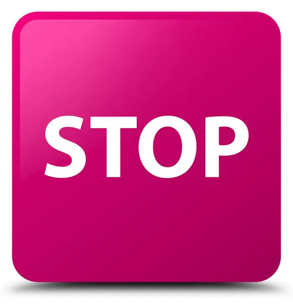 Τετράγωνο κουμπί Stop ροζ — Φωτογραφία Αρχείου