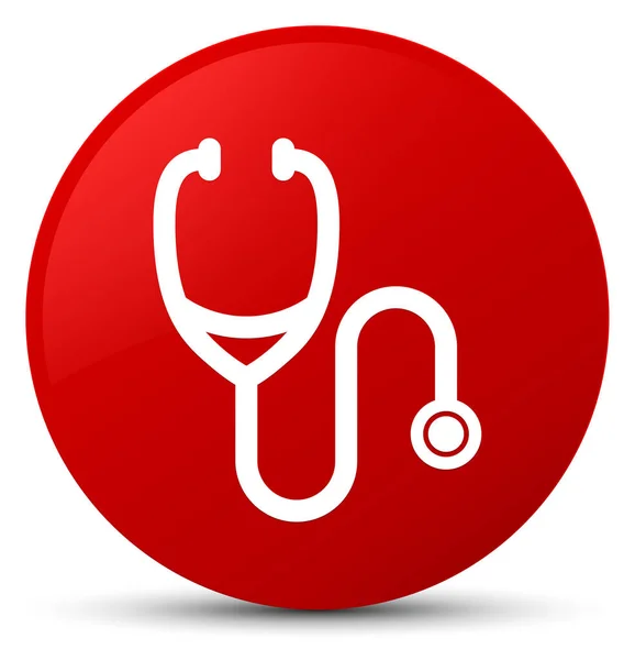 Stethoscope icon red round button — Stock Photo, Image