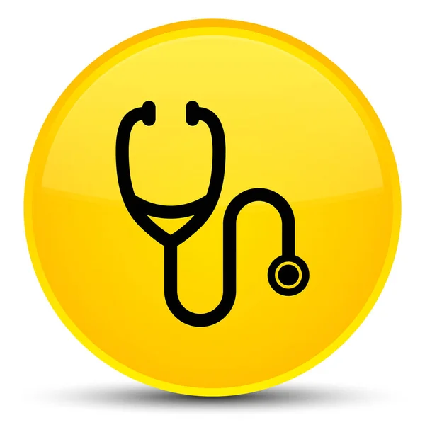 Stethoscope icon special yellow round button — Stock Photo, Image