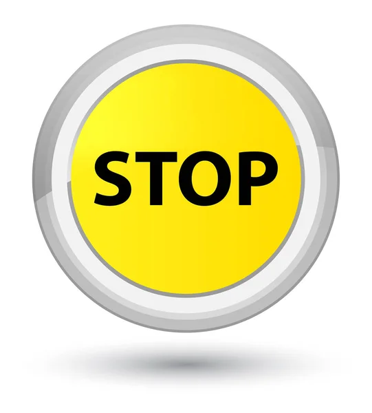Stoppa prime gula runda knappen — Stockfoto