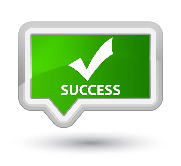 Успіх (правильна піктограма) кнопка правого зеленого банера — стокове фото
