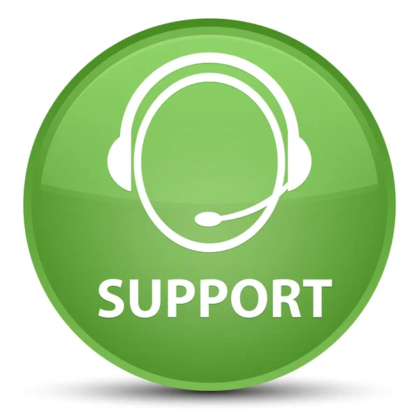 Специальная мягкая зеленая круглая кнопка поддержки (значок обслуживания клиентов) — стоковое фото