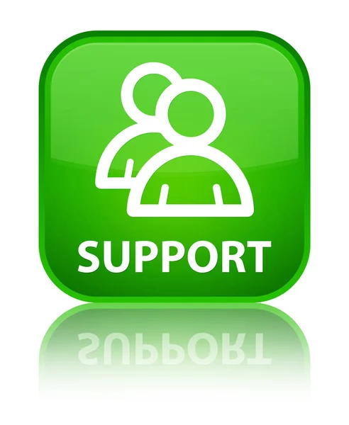 Support (group icon) special green square button — Stock Photo, Image