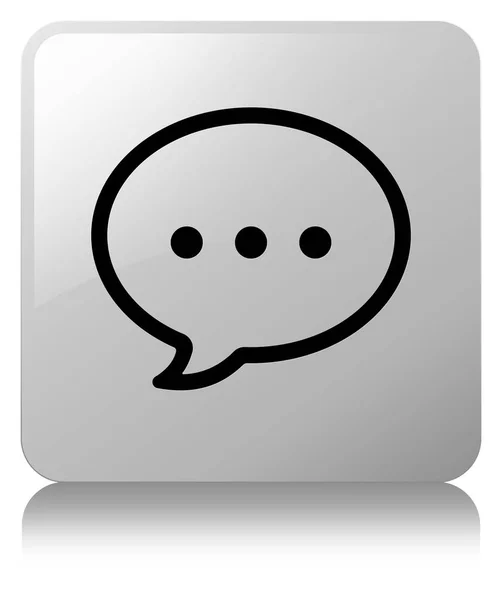 Parler bulle icône blanc bouton carré — Photo