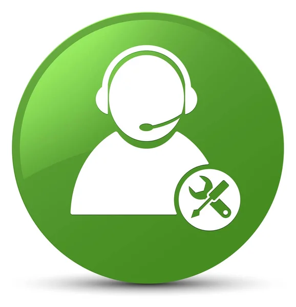 Tech support icon soft green round button — Stock Photo, Image