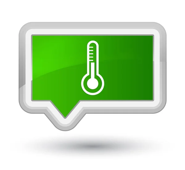Значок термометра с зелёным баннером — стоковое фото