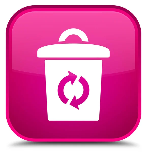 휴지통 아이콘 특별 한 분홍색 사각형 버튼 — 스톡 사진