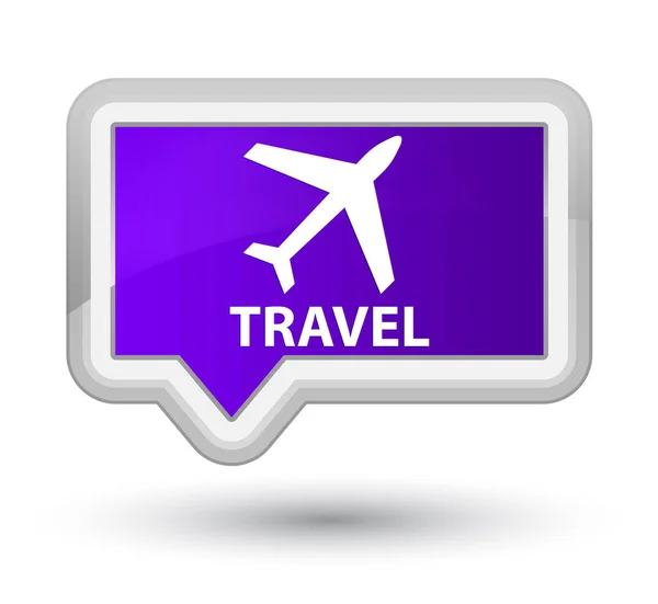 여행 (비행기 아이콘) 주요 보라색 배너 버튼 — 스톡 사진