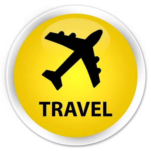 Travel (plane icon) premium yellow round button — Stock Photo, Image