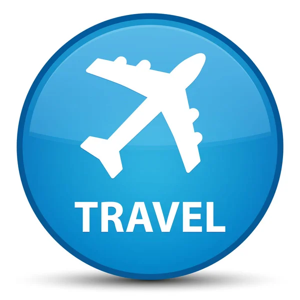 Travel (plane icon) special cyan blue round button — Stock Photo, Image