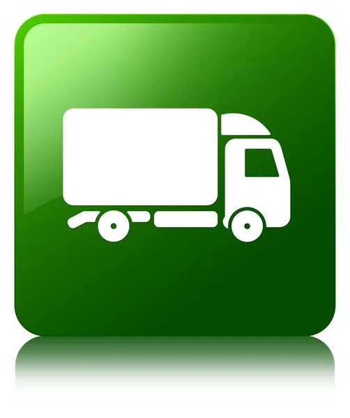 Caminhão ícone verde botão quadrado — Fotografia de Stock