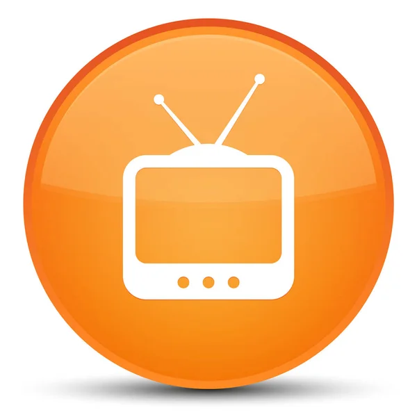 Icono de TV especial naranja botón redondo —  Fotos de Stock