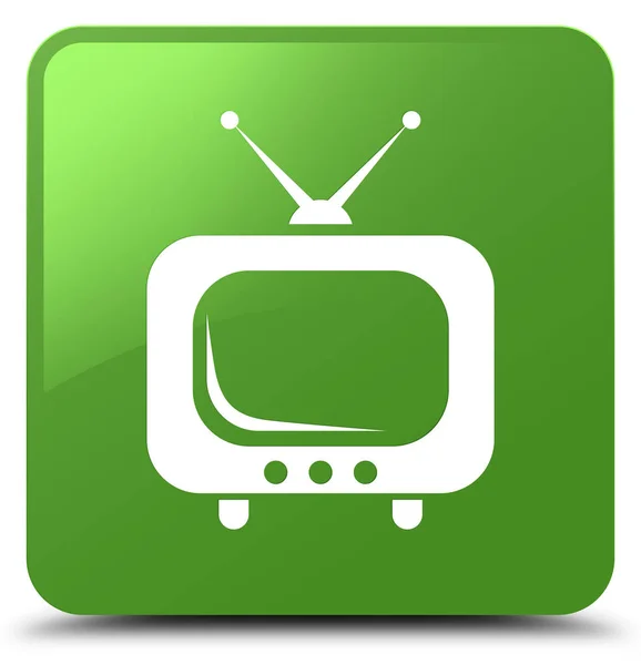 Icono de TV suave botón cuadrado verde — Foto de Stock