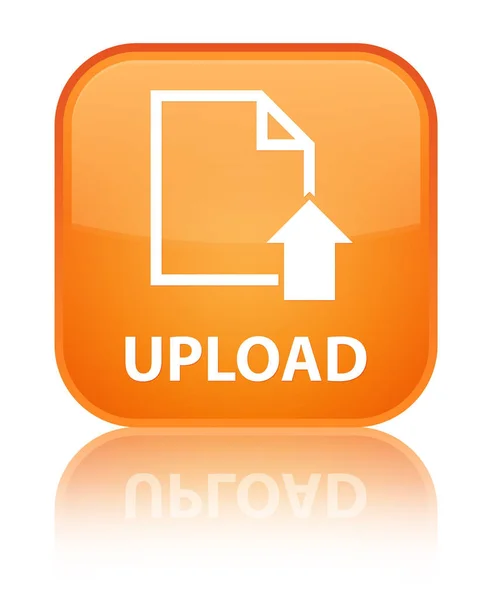 アップロード (ドキュメント アイコン) 特別なオレンジ色の正方形ボタン — ストック写真