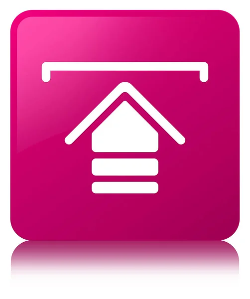 Symbol hochladen rosa quadratische Taste — Stockfoto