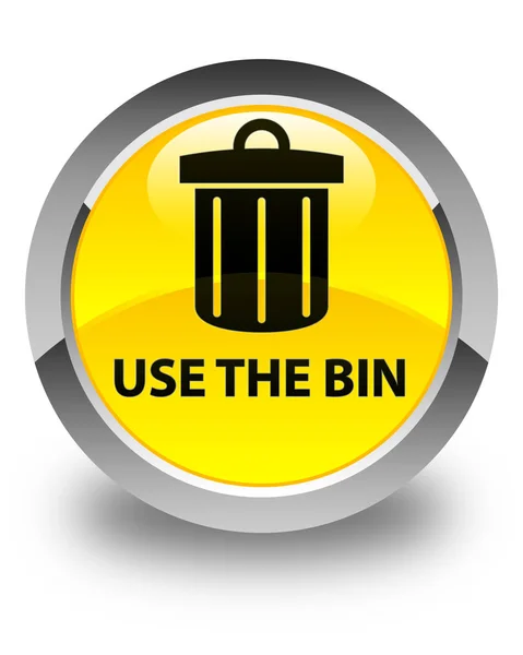 Bin (ikonę kosza) błyszczący żółty przycisk okrągła — Zdjęcie stockowe