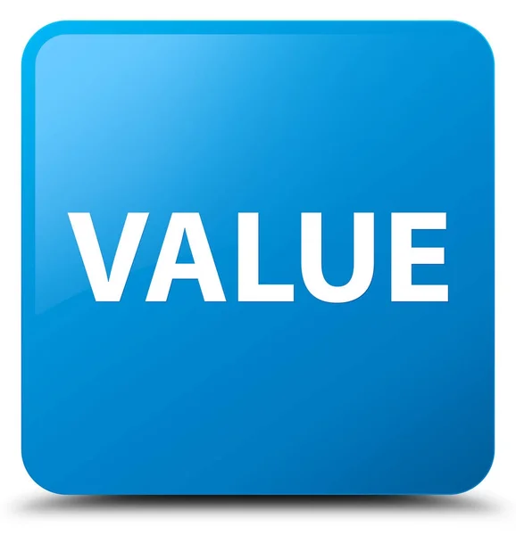 Värdet cyan blå fyrkantiga knappen — Stockfoto