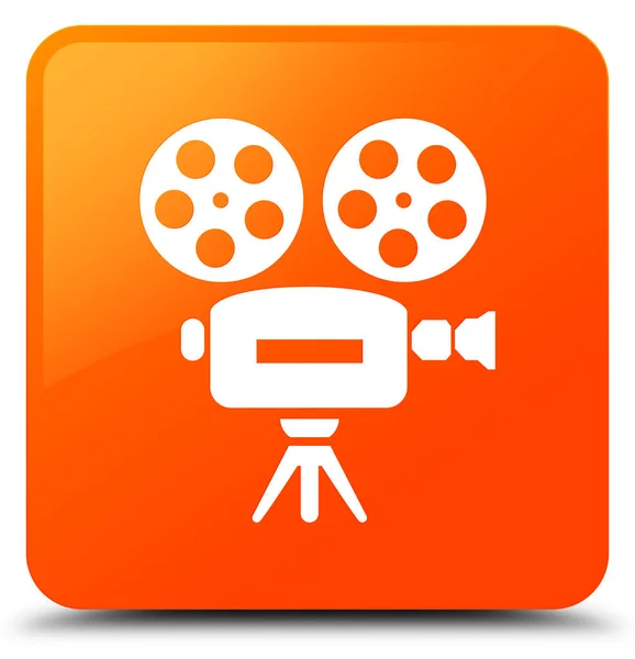 Icono de cámara de vídeo naranja botón cuadrado — Foto de Stock