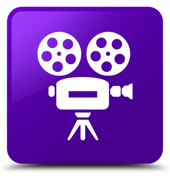 Video camera icon purple square button — Stock Photo, Image