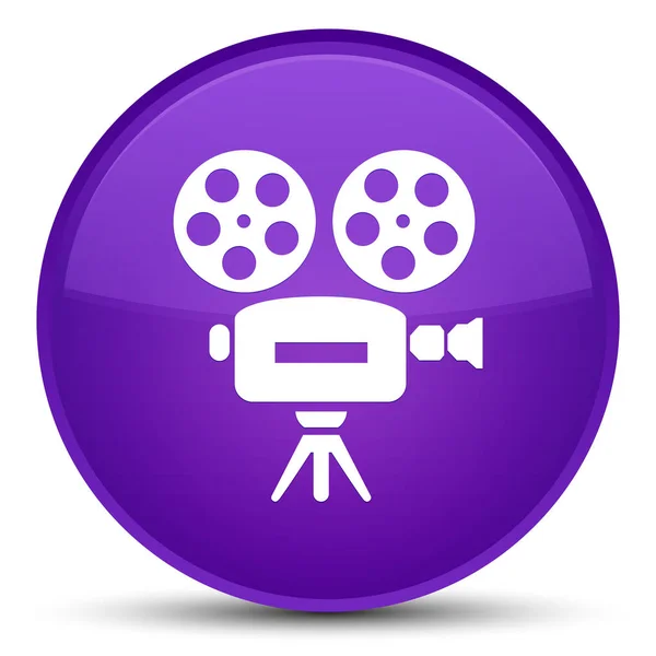 Kamera wideo ikonę specjalne fioletowy okrągły przycisk — Zdjęcie stockowe