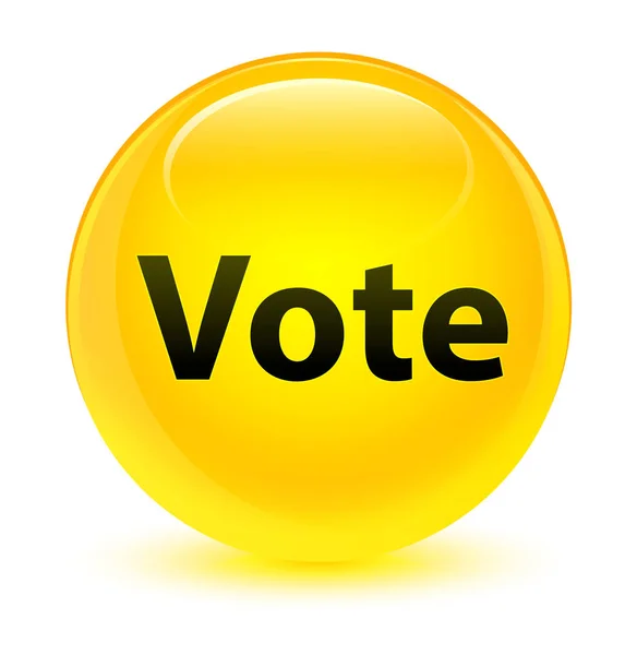 Votar botón redondo amarillo vidrioso — Foto de Stock